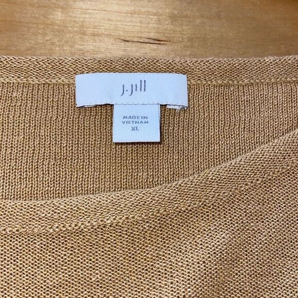 J. JILL Linen Blend Knit Round Neck 3/4 Sleeve Sweater Top Camel X-Large XL - Picture 5 of 8